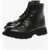 Alexander McQueen Leather Combat Boots With Brogues Detail Black