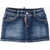 DSQUARED2 Stretch Denim Skirt With Metal Logo And Floral Embroidery Blue