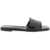 Alexander McQueen Leather Slides With Embossed Seal Logo BLACK