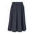 VICARIO CINQUE Knee-length A-line skirt with flounces, elastic back, and side pockets in cotton poplin Guascona. Blue