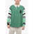 Neil Barrett Box Fit Collegic Rugby Polo With Knitted Sleeves Green