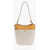 Chloe Linen And Leather Key Bucket Bag With Maxi Exterior Pocket Beige