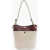 Chloe Linen And Leather Key Bucket Bag With Maxi Exterior Pocket Burgundy