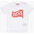 Diesel Red Tag Solid Color Tlinb Crew-Neck T-Shirt With Printed Log White
