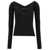 JACQUEMUS Black Long Sleeve Top with Logo Detail and Cut-Out in Viscose Blend Woman BLACK