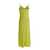 PLAIN Yellow Slip Dress with V Neckline in Satin Woman YELLOW