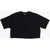 DSQUARED2 Cropped Easy Crew-Neck T-Shirt With Ton-On-Ton Logo Black