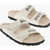 Palm Angels Leather Sandals With Logo Print And Stretch Closure Beige