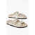 Palm Angels Leather Sandals With Logo Print And Stretch Closure Beige