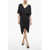Maison Margiela Mm6 Viscose Midi Dress With Front Lace-Up Detail Black