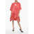 Maison Margiela Mm6 Oversized Fit Jersey Tee-Dress With Flared Bottom Pink