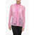 Versace Silk Logoed Shirt With Self-Tie Detail Pink