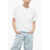 AMIRI Distressed Effect Solid Color Slash Crew-Neck T-Shirt White