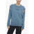 Maison Margiela Mm6 Crew Neck Six Sweatshirt With Cut-Out Details Blue