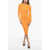 Patou Ribbed Cotton Midi Dress With Polo Neck Orange