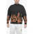 Palm Angels Crew Neck Graffiti Flames Lived-In Sweatshirt Black