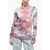 AMIRI Tie-Dye Effect Cashmere Crew-Neck Sweater With Embroidered S Pink