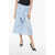 Maison Margiela Mm6 Popeline Cotton Midi Skirt With Decorative Sleeves Light Blue