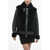 AllSaints Shearling Bexley Biker Jacket With Leather Sleeves Black