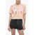 Neil Barrett Cropped T-Shirt With Thunder Print Pink