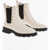 Michael Kors Michael Leather Ridley Gore Chelsea Boots With Golden Studs White