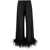 OSEREE OSÉREE WIDE-LEG TROUSERS WITH FEATHER DETAIL BLACK