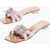 Roger Vivier Square Toe Leather Sandals With Rhinestone Embellished Buckl Pink