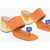 Dries Van Noten Ponyskin Thong Sandals With Golden Heel 7Cm Orange