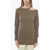 Sacai Wool Oversized Sweater With Open Shoulder Brown