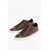 Hogan Solid Color Leather Low-Top Sneakers With Contrasting Sole Brown