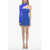 DAVID KOMA One-Shoulder Sheath Dress With Sequined Sleeve Blue