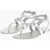 Hogan Textured Leather Thong Ankle Strap Sandals Silver