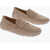 TOD'S Solid Color Suede Penny Loafers Beige