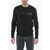 Balmain Brushed Cotton Crewneck Sweatshirt With Reflective Logo Prin Black