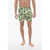 Palm Angels Boxer Swimsuit With Hibiscus Print Green