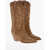 SONORA Suede Western Boots With Point Toe 8Cm Brown