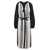 Tory Burch Black and White Embroidered Caftan with Tie and Tassels in Linen Woman Tory Burch BLACK