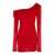 Blumarine Red One-Shoulder Short Dress with Ruffles in Viscose Woman RED