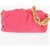 Bottega Veneta Solid Color Leather Clutch With Removable Golden Chain Pink