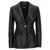 Versace Single-breasted leather blazer Black