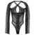 MUGLER 'criss-crossed multi-layer' bodysuit Black