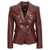 Balmain Double-breasted leather blazer Bordeaux