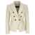 Balmain Double-breasted leather blazer White