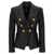 Balmain Double-breasted leather blazer Black