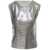 RABANNE Silver-Colored Sleeveless Top With Draped Neckline In Metal Mesh Woman GREY