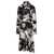 Jil Sander Midi Black and White Floreal Printed Dress with High Neck in Viscose Blend Woman WHITE