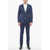 ETRO 2 Button Virgin Wool Suit With Pinstriped Motif Blue