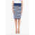 Kenzo Striped Cotton Knit Nautical Midi Skirt Blue