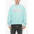 Palm Angels Crew Neck White Shark Sweatshirt With Terry Patch Light Blue