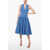 Bottega Veneta Textured Cotton Flared Dress With Denuded Shoulders Light Blue